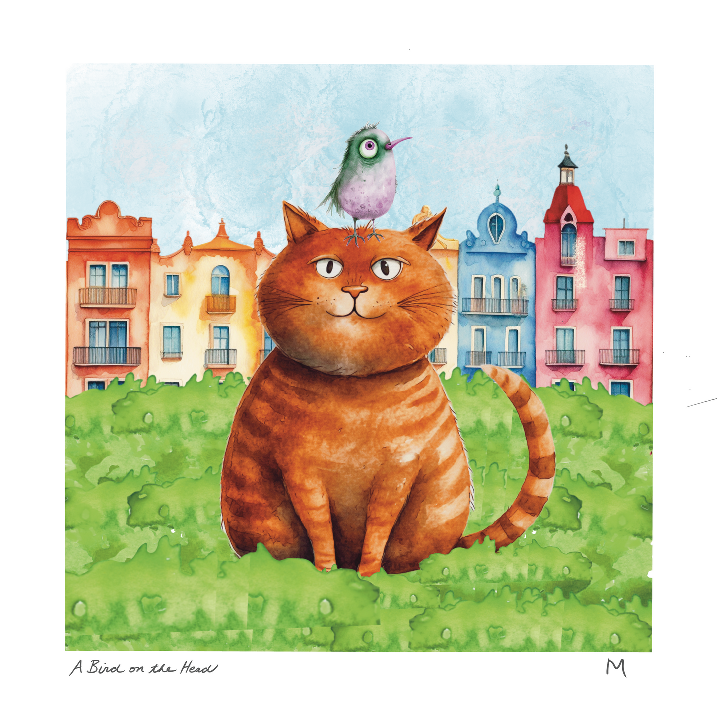 'A Bird on the Head' Art Print