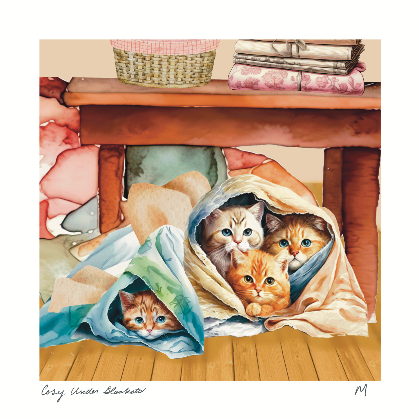 'Cosy In Blankets' Art Print