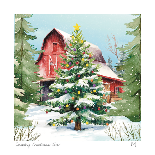 'Country Christmas Tree' Art Print
