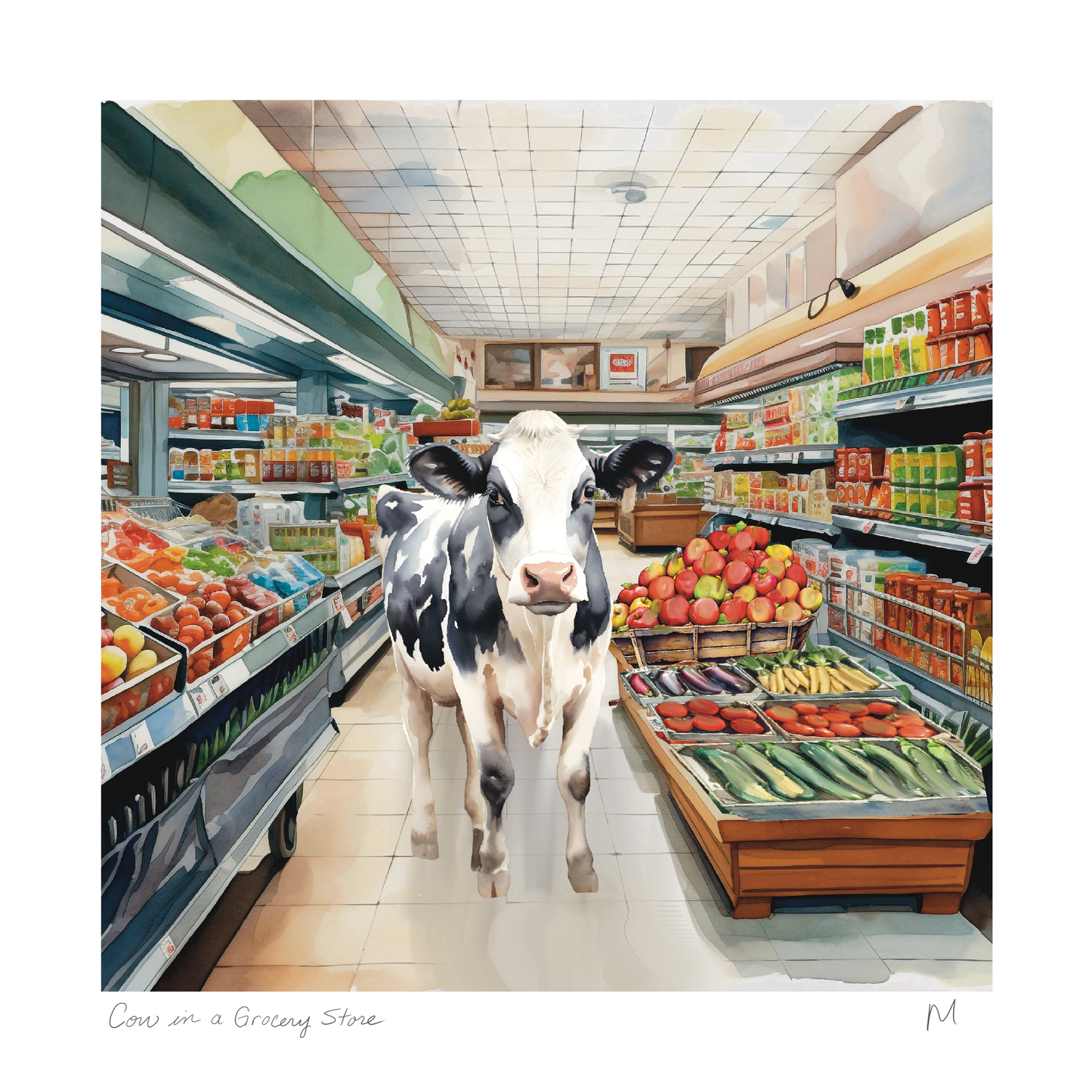 Cow in a Grocery Store
