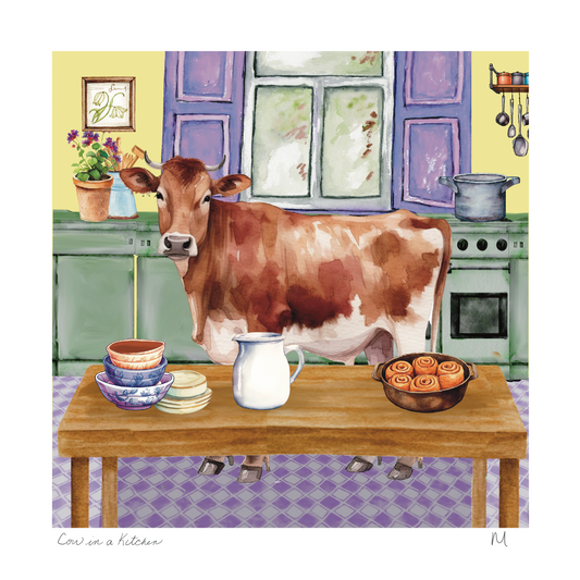 Cow in a Kitchen