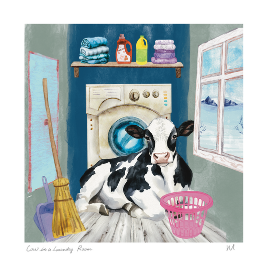 Cow in a Laundry Room