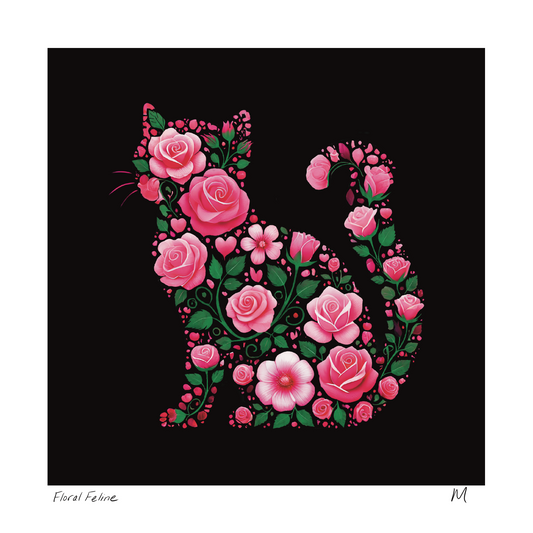 'Floral Feline' Art Print