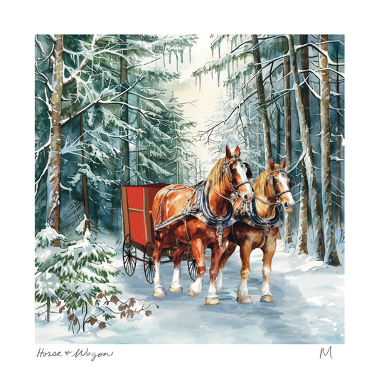 'Horse & Wagon' Art Print