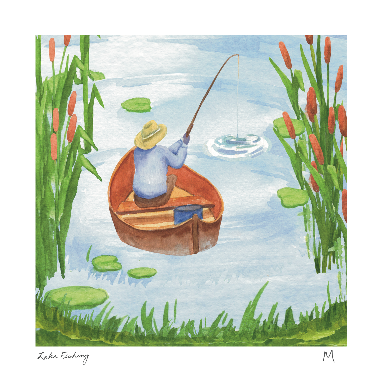 'Lake Fishing' Art Print