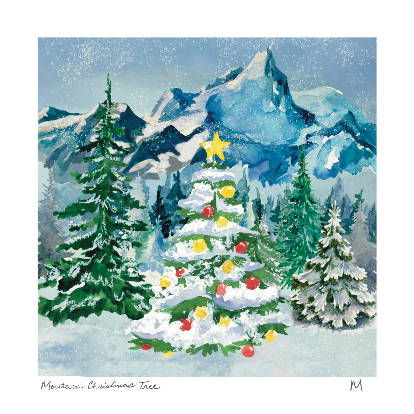 'Mountain Christmas Tree' Art Print