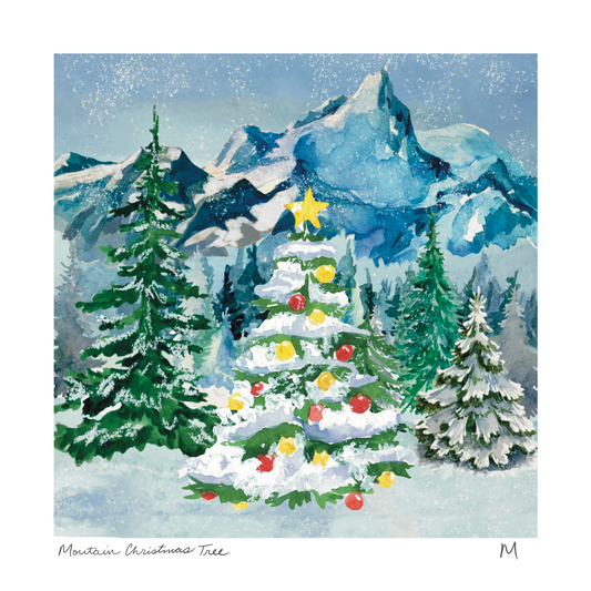 'Mountain Christmas Tree' Art Print
