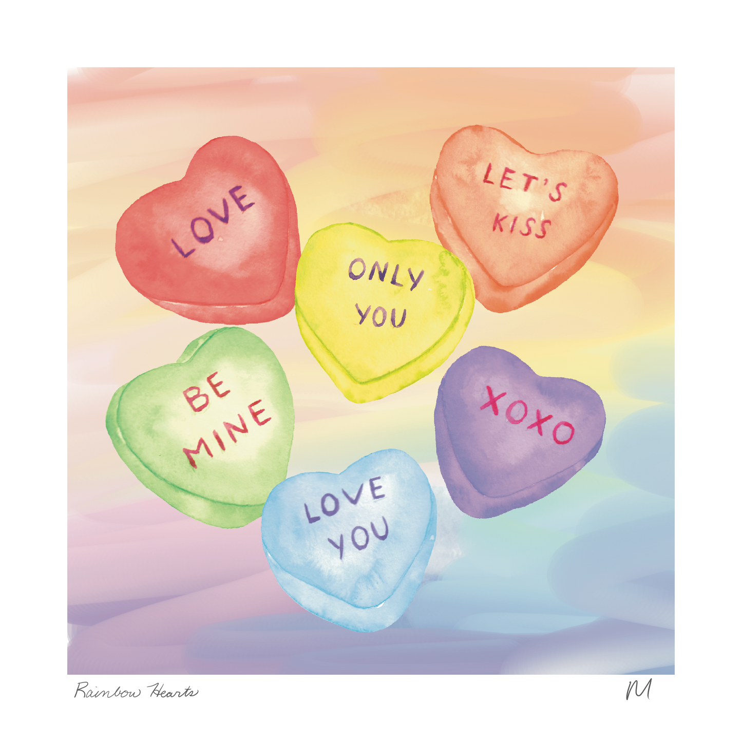 'Rainbow Hearts' Art Print