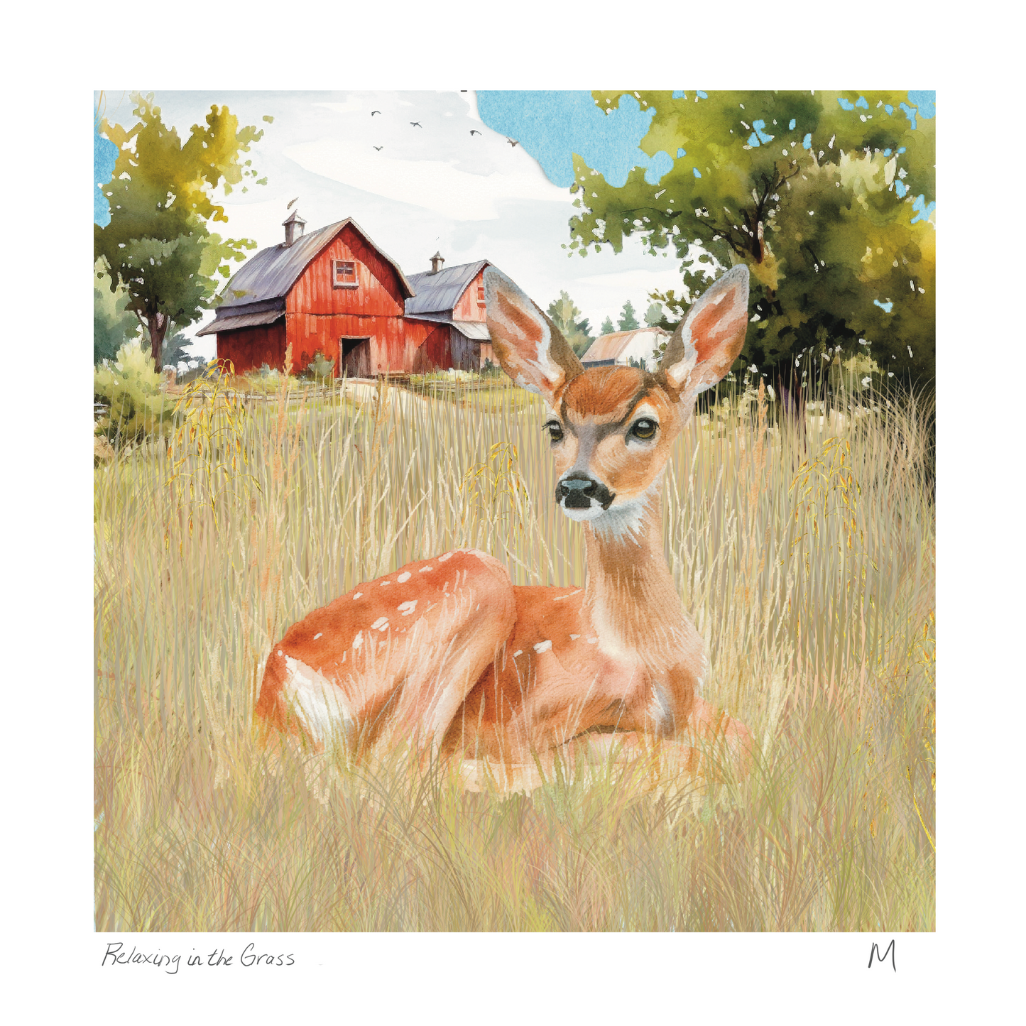 'Relaxing in the Grass' Art Print