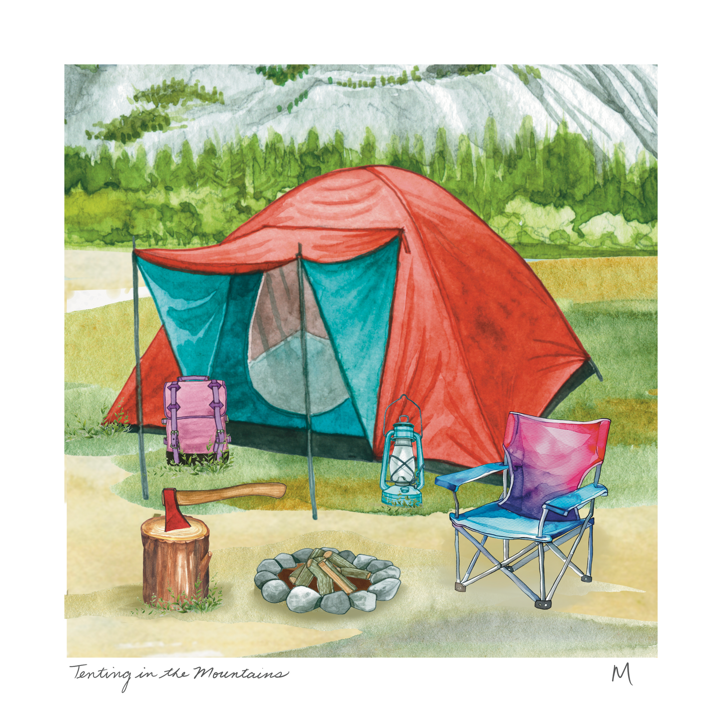'Tenting in the Mountains' Art Print