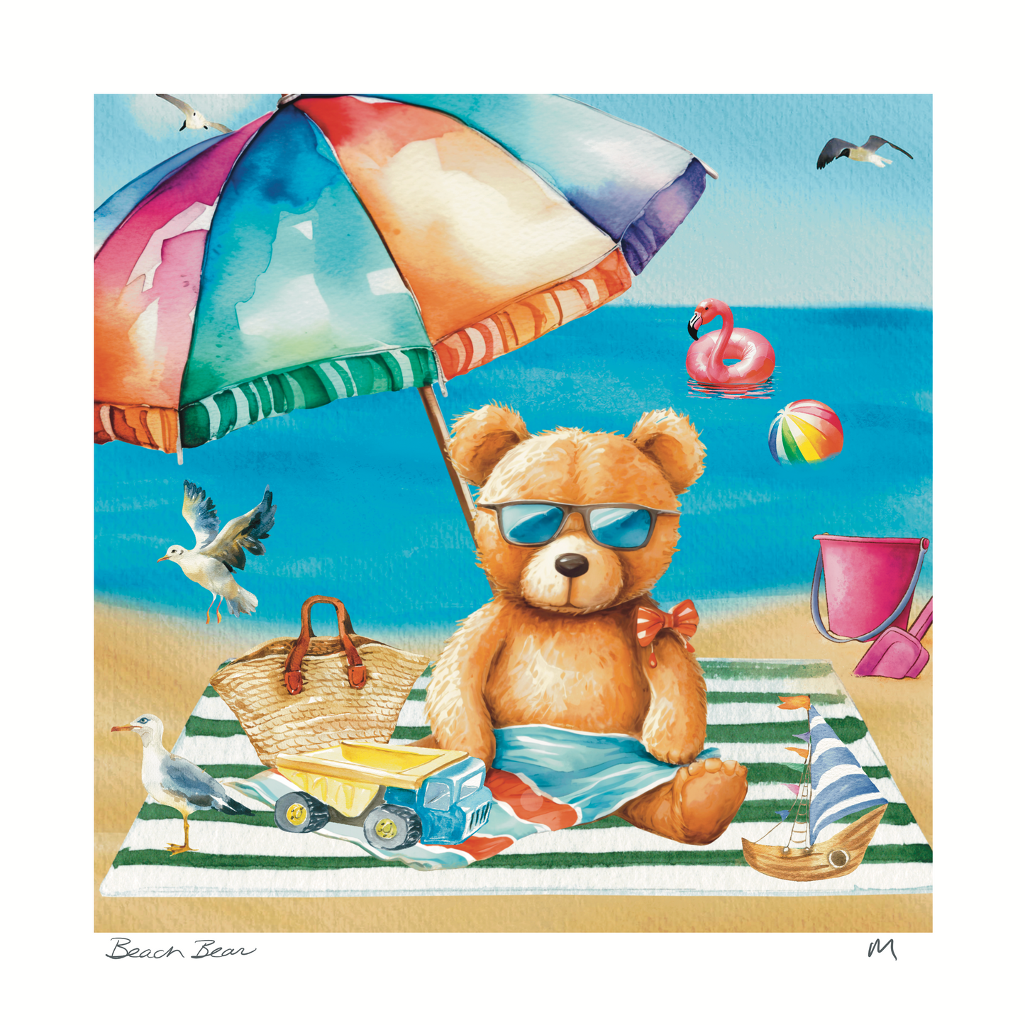 'Beach Bear' Art Print