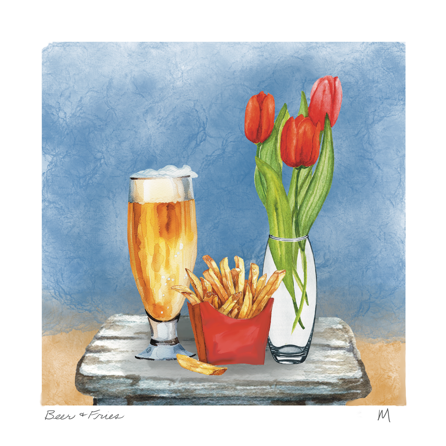 'Beer & Fries' Art Print