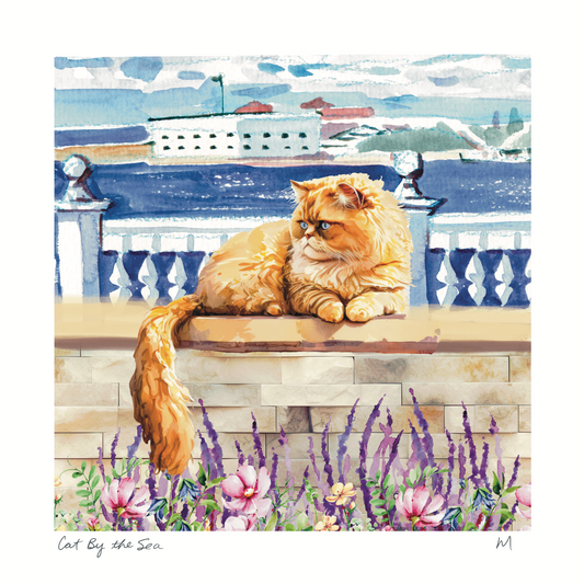 'Cat by the Sea' Art Print