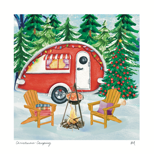 'Christmas Camping!' Art Print
