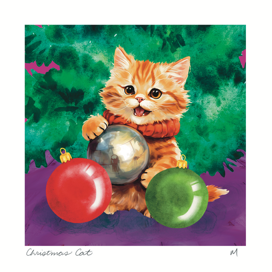 'Christmas Cat' Art Print