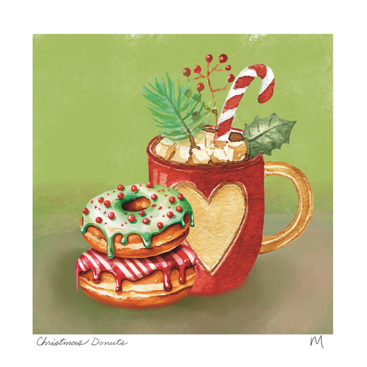 'Christmas Donuts' Art Print