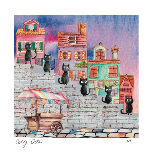 'City Cats' Art Print
