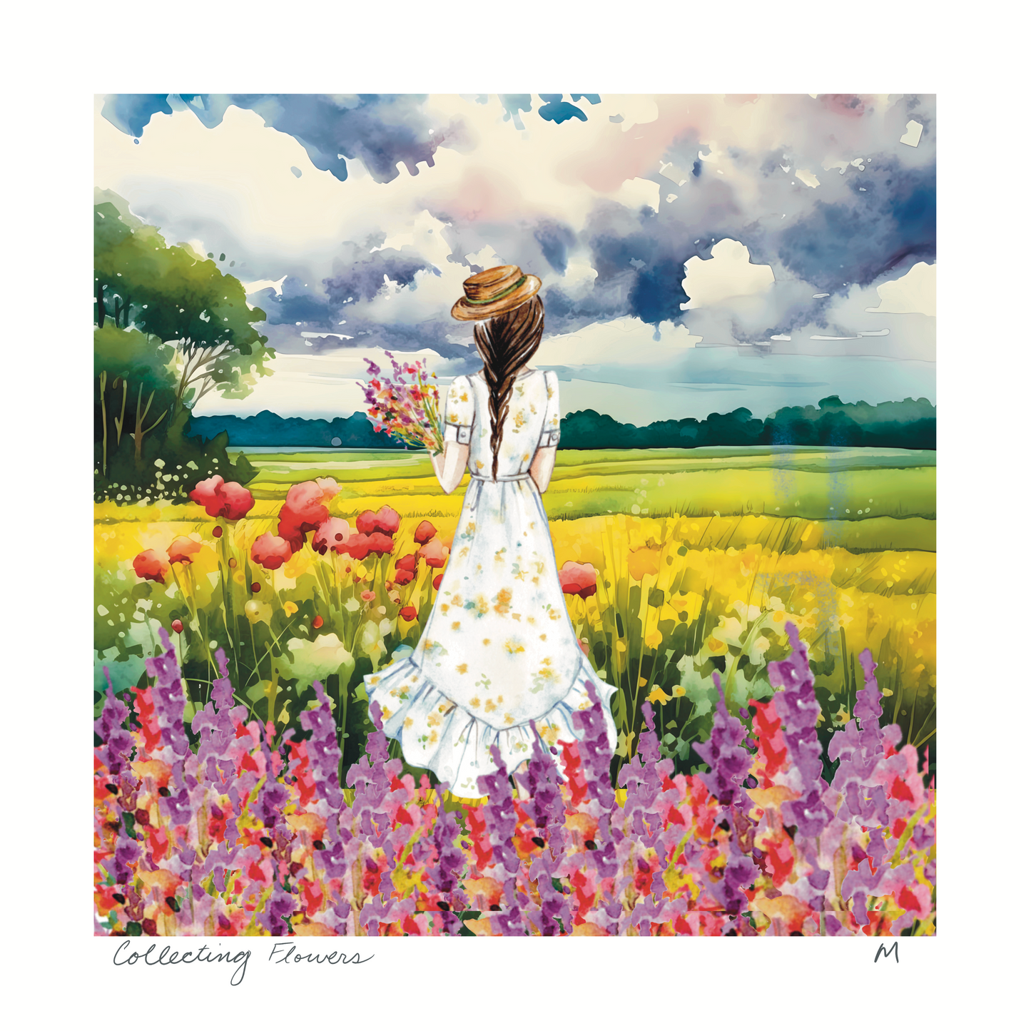 'Collecting Flowers' Art Print