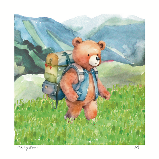 'Hiking Bear' Art Print