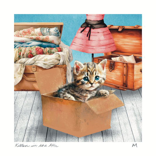 'Kitten in the Attic' Art Print