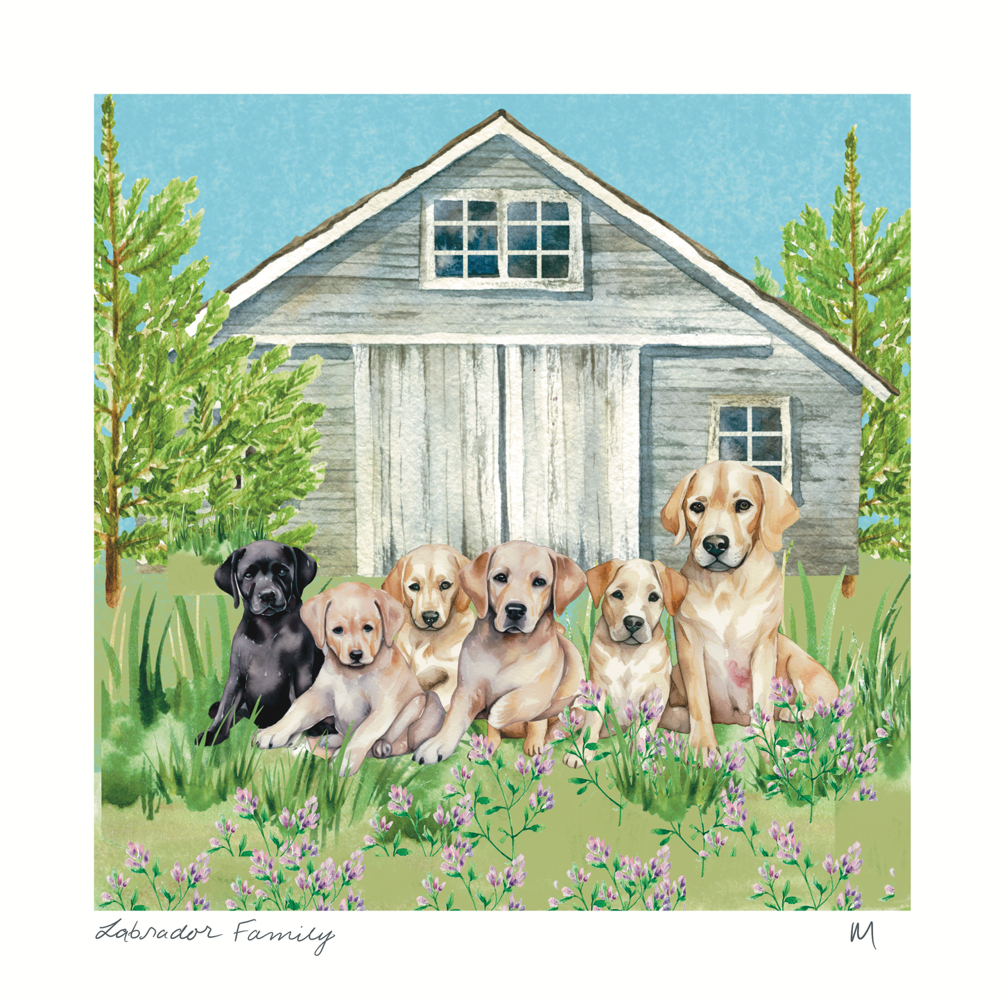 'Labrador Family' Art Print