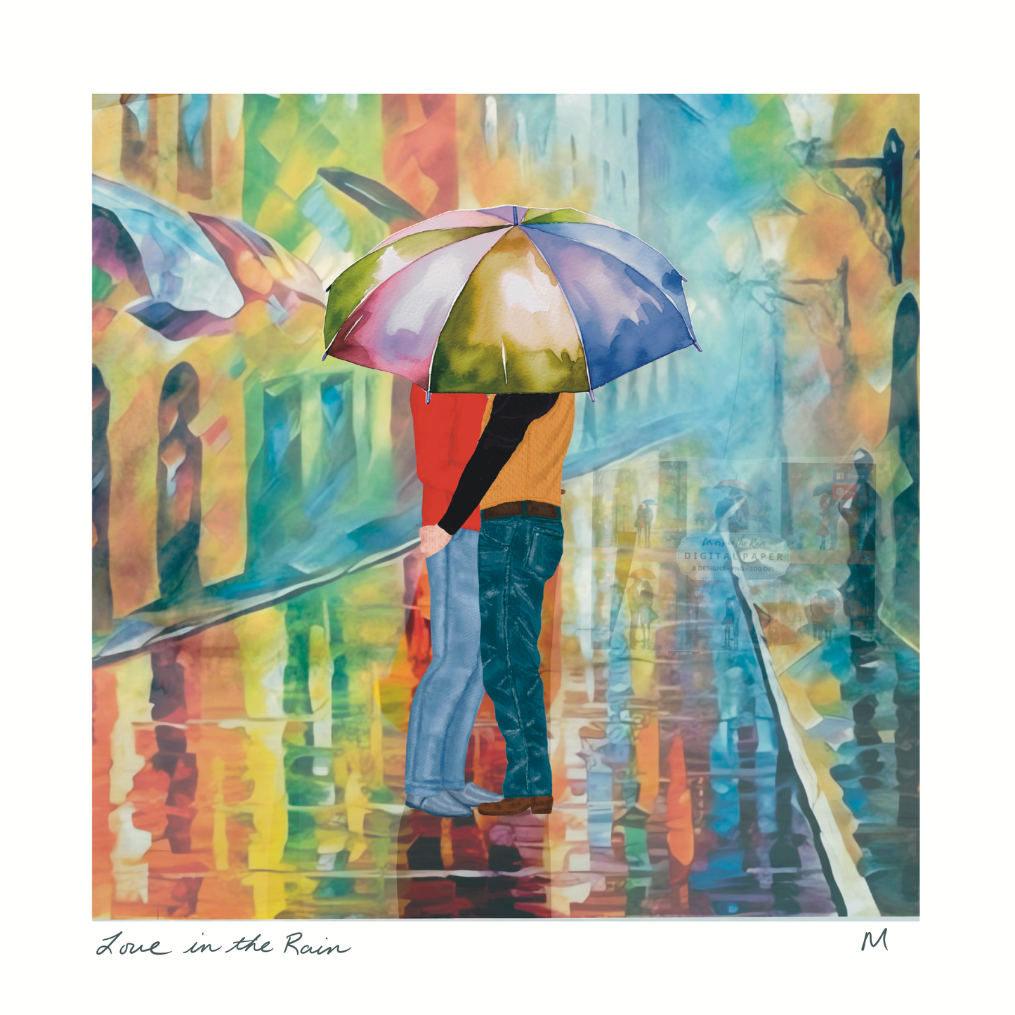 'Love in the Rain' Art Print