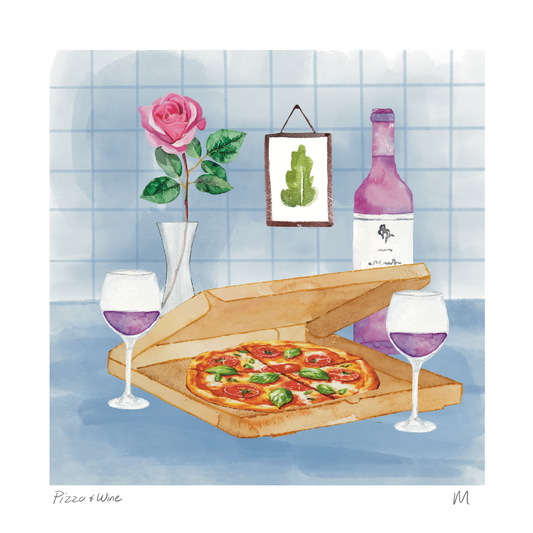 'Pizza & Wine' Art Print