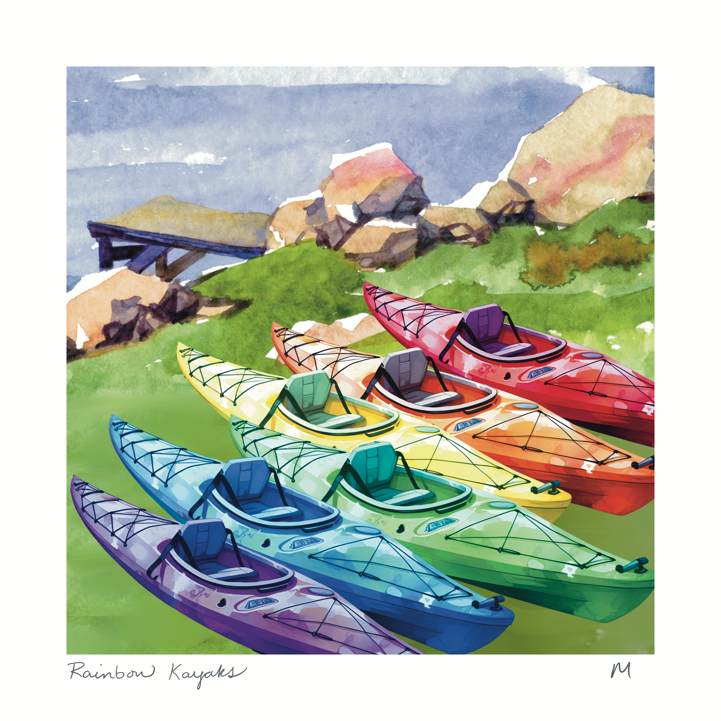 'Rainbow Kayaks' Art Print