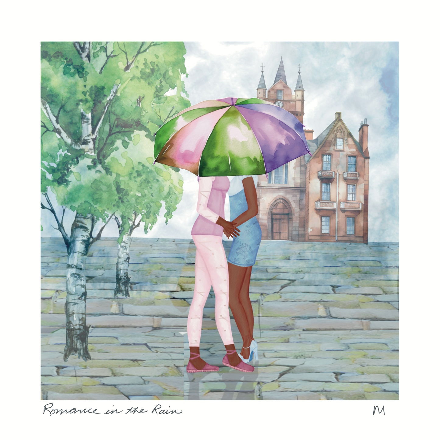 'Romance in the Rain' Art Print