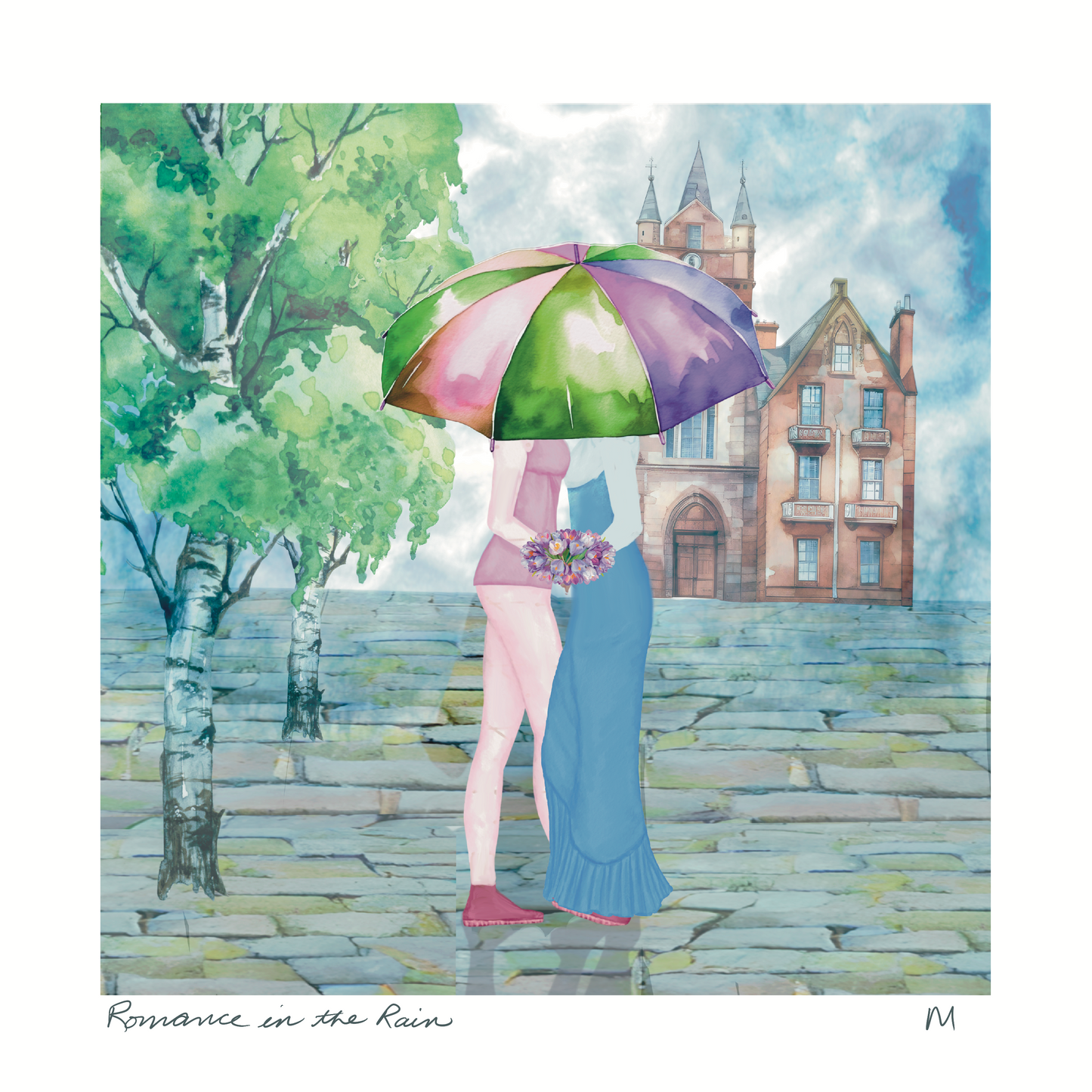 'Romance in the Rain' Art Print