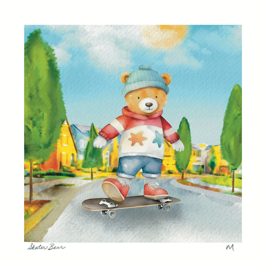 'Skater Bear' Art Print