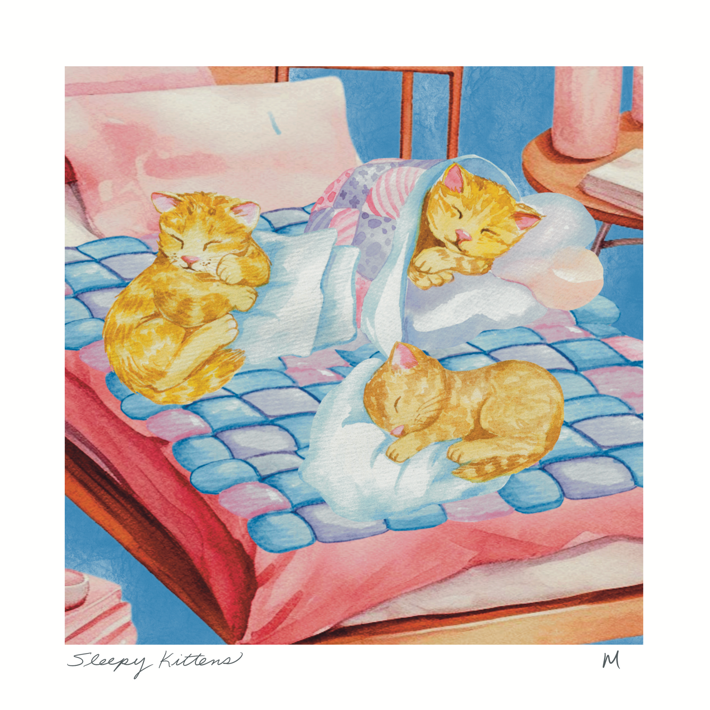 'Sleepy Kittens' Art Print