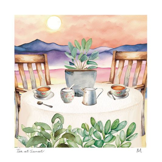 'Tea at Sunset' Art Print