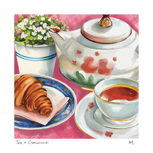 'Tea & Croisant' Art Print
