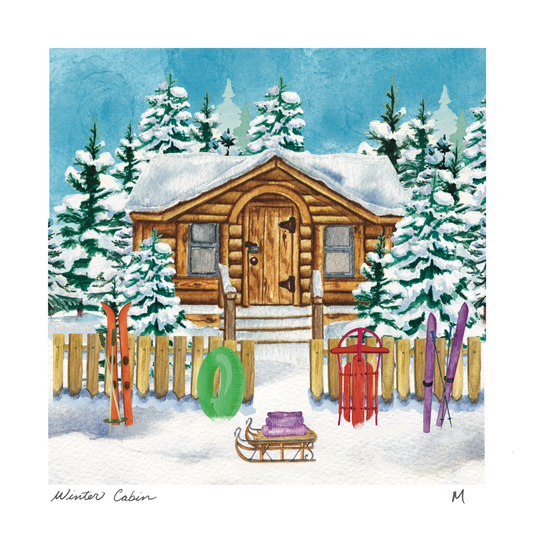 'Winter Cabin' Art Print